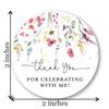 2"" Round Watercolor Wildflowers Thank You Favor Stickers - Set of 40 view 2