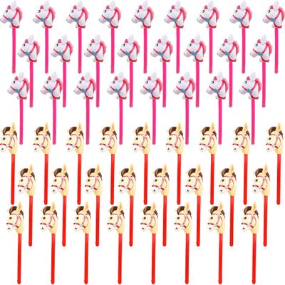 Haconba 50 Pieces 40 Inch Inflatable Stick Horse Bulk Blow up Pony Stick Horsehead Stick Balloon for Birthday Christmas Pool Beach Cowboy Theme Party Decoration Supplies, 2 Colors