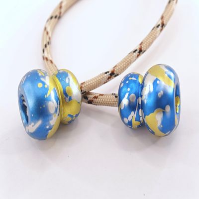 L-Shizuku Begleri Fidget Beads - Worry Fidget Beads Spin & Bump - Made of Aluminum Alloy - for Men Women Youngs Skill Players Creates a Bit of Magic for You (Cala-Blue Yellow&White)