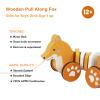 WoodenEdu Baby Toys Car,Wooden Pull Along Toddler Toy, Developmental Toy for 1 Year Old Girl Boy Birthday Gift (Fox) view 2