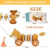 WoodenEdu Baby Toys Car,Wooden Pull Along Toddler Toy, Developmental Toy for 1 Year Old Girl Boy Birthday Gift (Fox) view 3