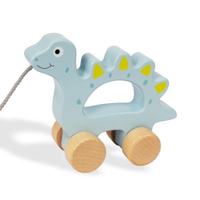 WoodenEdu Baby Toys Car,Wooden Pull Along Toddler Toy, Developmental Toy for 1 Year Old Girl Boy Birthday Gift (Dinosaur)