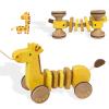 WoodenEdu Baby Toys Car,Wooden Pull Along Toddler Toy, Developmental Toy for 1 Year Old Girl Boy Birthday Gift (Giraffe) view 4