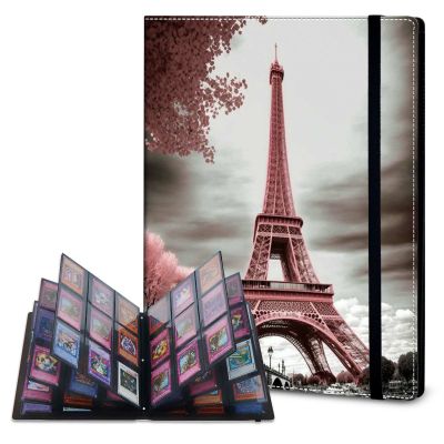 Rossy 9-Pocket Card Binder, Trading Card Collector Album Holder 540 Cards Double Sided Pocket Album Binder Holder Waterproof Cover Card Holder Binder for Standard Size Cards,Pink Paris Eiffel Tower
