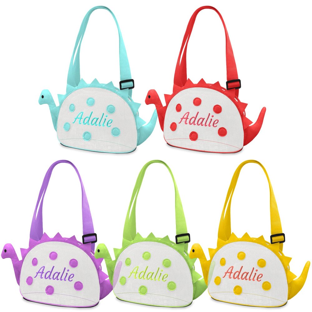 Amidaky Beach Toy Mesh Beach Bag Kids Personalized Shell Collecting Bag 1 Pack Colorful Dinosaur Mesh Beach Bags