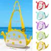 Amidaky Beach Toy Mesh Beach Bag Kids Personalized Shell Collecting Bag 1 Pack Colorful Dinosaur Mesh Beach Bags view 4