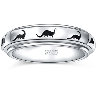 Yearace Spinner Rings for Anxiety 925 Sterling Silver Rotatable Dinosaur Stress Relieving Fidget Ring Jewelry Gift for Women Men Size 8