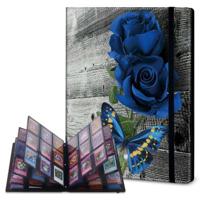 Rossy 9-Pocket Card Binder, Trading Card Collector Album Holder 540 Cards Double Sided Pocket Album Binder Holder Waterproof Cover Card Holder Binder for Standard Size Cards,Blue Roses On The Board