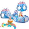3 in 1 Mermaid Kids Play Tent with Play Tunnel, Ball Pit, Basketball Hoop for Boys & Girls, Toddler Pop Up Playhouse Toy for Baby Indoor/Outdoor, Gift for Year Old Child view 1