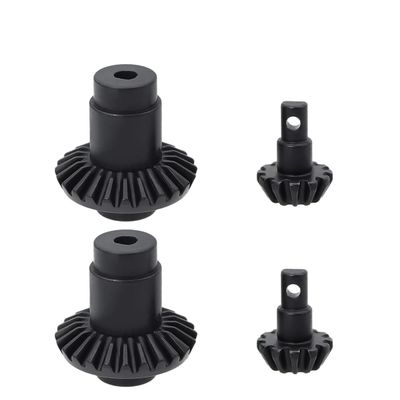 2Pair Harden Steel Axle Bevel Gears for 1/24 FMS FCX24 Power Wagon MAX Smasher RC Car Upgrade Parts (Black)