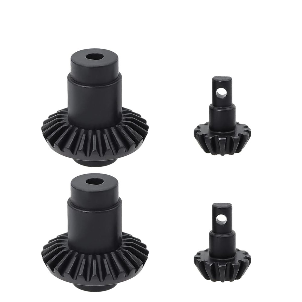 2Pair Harden Steel Axle Bevel Gears for 1/24 FMS FCX24 Power Wagon MAX Smasher RC Car Upgrade Parts (Black)