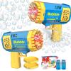 LUSJNGE 2 Bubble Gun with 2 Bottles Refill Solution for Kids, 40-Hole Light Up Bubble Machine for Toddlers 1-3, Blue Bubble Blaster Maker, Party Favors Toys for Boys Girls 4-8 Birthday Gifts view 1