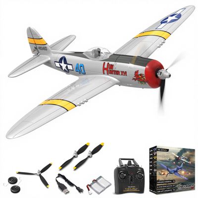 VOLANTEXRC RC Plane for Beginners, 4CH WWII Warbird P-47 Thunderbolt with Aileron, 2.4Ghz RC Airplane with Xpilot Self Righting & One Key Aerobatic, Gifts for Adults (761-16 RTF)