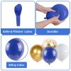 112pcs Royal Blue Gold White Balloon Arch Garland Kit, Navy Blue and Gold Balloon Arch Kit With Confetti Metallic Chrome Balloons, White Latex Matte Balloons for Graduations Birthday Party Decorations view 3