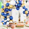 112pcs Royal Blue Gold White Balloon Arch Garland Kit, Navy Blue and Gold Balloon Arch Kit With Confetti Metallic Chrome Balloons, White Latex Matte Balloons for Graduations Birthday Party Decorations view 4