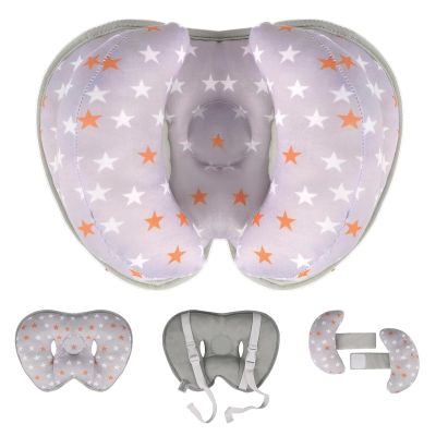 KAKIBLIN Baby Head Neck Support Pillow, 2 in 1 Banana Neck Support Pillow for Baby, Stroller Baby Travel Pillow for Newborn, Boy Girl, Adjustable Head Pillow for Kids Infants,Orange Pentagram