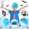 XunYee 4 Pieces Blue Fuzzy Wig Funky Clown Crazy Hair Wig Character Cosplay Costume Accessories for Kids Teens 100th Day of School Spirit Day Party Reading(Sky Blue) view 3
