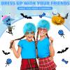 XunYee 4 Pieces Blue Fuzzy Wig Funky Clown Crazy Hair Wig Character Cosplay Costume Accessories for Kids Teens 100th Day of School Spirit Day Party Reading(Sky Blue) view 4