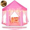 Monobeach Princess Tent Girls Large Playhouse Kids Castle Play Tent with Star Lights Toy for Children Indoor and Outdoor Games, 55'' x 53'' (DxH) (Pink Princess with Play Mat) view 1