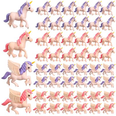 Chunful 24 Pcs Unicorn Cake Toppers Mini Small Birthday Cupcake Toppers Plastic Unicorn Figurine Lovely Flying Horse Cake Decoration Miniature Figurines for DIY Craft Baby Shower Theme Birthday Party