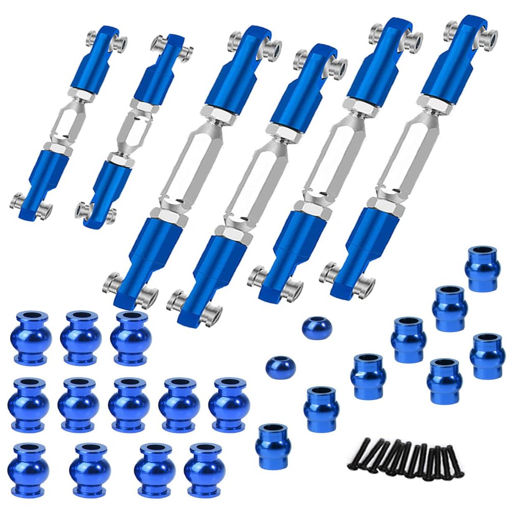 hopsupRC Upgrades Part for 1/10 Senton MEGA550/Granite MEGA550,Aluminum Adjustable Turnbuckles Camber Links Toe Link &Alloy Suspension Link Pivot Ball,Shock Pivot Ball Set,Navy Blue