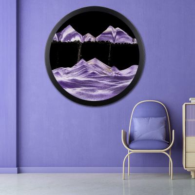 AECEVAN Wall Mount Moving Sand Art, 17.3'' Wall Mounted Rotate Sculpture 3D Deep Sea Sandscape Moving Display Round Glass Sandscape Moving Flowing Sand Frame, Wall Art Decor for Home Office