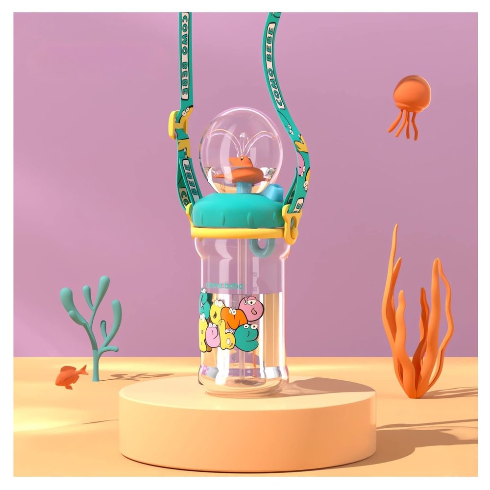Tictoyo Drinking Cup with Whale Squirt - 2023 New Cute Whale Spray Water Cup, BPA Free Leak Proof Straw Cup Sippy Cups Kids Non Spill Water Bottle Weighted Straw Cups (350ml/Green)