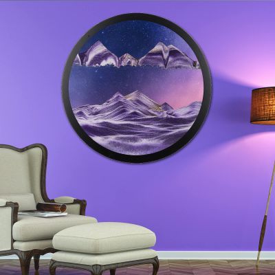 AECEVAN Wall Mount Moving Sand Art, 17.3'' Wall Mounted Rotate Sculpture 3D Deep Sea Sandscape Moving Display Round Glass Sandscape Moving Flowing Sand Frame, Wall Art Decor for Home Office