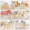 HONEY JOY 5 in 1 Wooden Climbing Toys for Toddlers, Triangle Climber with Ramp for Sliding or Climbing, Indoor Beech Montessori Triangle Climbing Arch Set for Daycare, Gym & Playground, Natural view 2