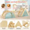 HONEY JOY 5 in 1 Wooden Climbing Toys for Toddlers, Triangle Climber with Ramp for Sliding or Climbing, Indoor Beech Montessori Triangle Climbing Arch Set for Daycare, Gym & Playground, Natural view 3