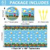 61 Pcs Train Birthday Decorations Chugga Choo Party Tableware Set Cartoon Car Plates Napkins and Tablecloth Transportation Themed Supplies for Birthday Parties Family Gathering Dinner Serve 20 Guests view 2