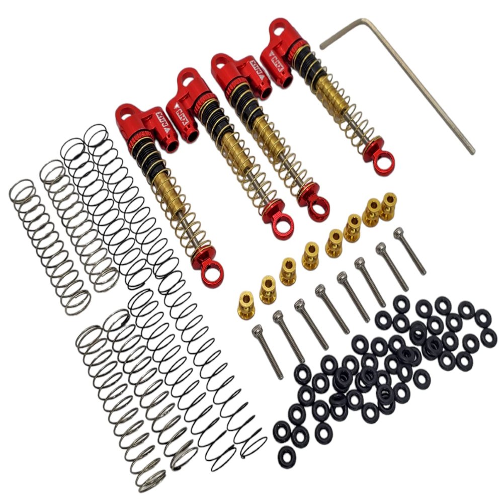 NHX RC 50mm Aluminum V2 Extended Piggyback Shock/Damper Set for SCX24 : Red