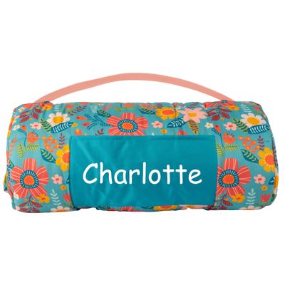 Stephen Joseph Personalized Pink Flower Nap Mat  Soft Roll-Up Toddler Nap Mat with Floral Print, Custom Name, Perfect for Daycare & Preschool