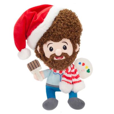 Bob Ross Plush Stuffed Christmas Character Toy Keepsake Gifts for Gift Exchange Gag Gift Swap Funny Gifts for Man Woman Office Party Friend (Non-Personalized Christmas)