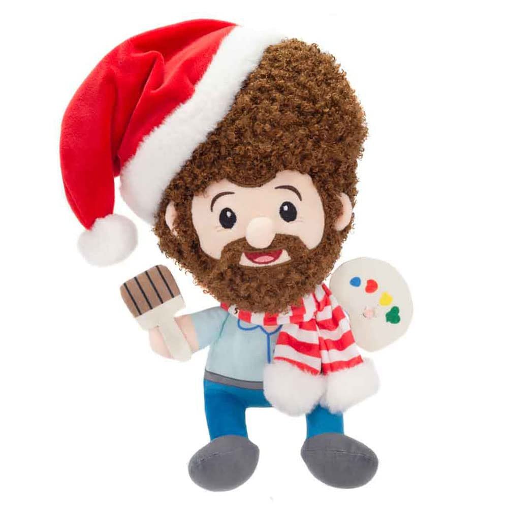 Bob Ross Plush Stuffed Christmas Character Toy Keepsake Gifts for Gift Exchange Gag Gift Swap Funny Gifts for Man Woman Office Party Friend (Non-Personalized Christmas)