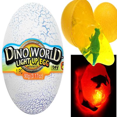 JA-RU Dino World  Light Up Dinosaur Eggs with Slime & Small Dinosaur Toy Inside | Sensory Putty for Kids, Stress Relief Toy, Slime Party Favors, & Classroom Prizes. (1 Egg) 1749-1