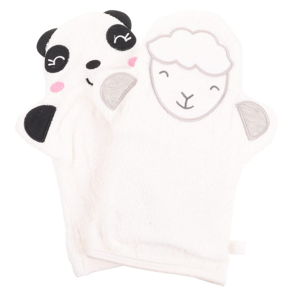 2pcs Bath Gloves Bath Wash Gloves Animal Shower Glove Baby Bath Mittens Kids Bath Loofah Sponge Infant Bath Sponge Bath Mitt Girls Glove Cotton Cute Bath Brush Child White