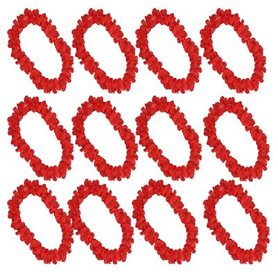 blinkee 12 Pack Tropical Fiesta Red Hawaiian Lei Necklaces - 36" Vintage Luau Party Accessory for Beach Weddings, BBQs, and Island-Themed Gatherings