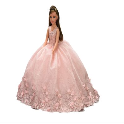 A&C Quinceaeras and More Last Doll Sweet Sixteen Doll Muneca para Quinceanera Blush Flower dress Muneca con Vestido