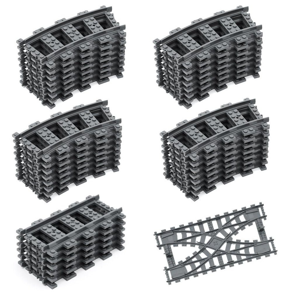Etarnfly 40PCS City Train Tracks, Classic Accessories, Railroad Building Toy Compatible with All Major Brand - 32 Curved, 6 Straight and 2 Intergrated Split