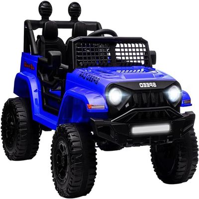 12V Ride On Car, Electric Cars for Kids Car, Ride on Toys w/3 Speeds Adjustable Equipped with Music, Parent Remote Control, Spring Suspension, AUX Port Gifts for Kids-Blue