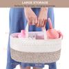ABenkle Diaper Caddy Organizer, Boho Rustic Cotton Rope Nursery Baby Basket, Changing Table Organizer for Baby Diaper Storage and Baby Shower view 3