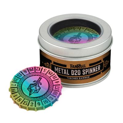 FanRoll Metal d20 Spinner: Torched Rainbow
