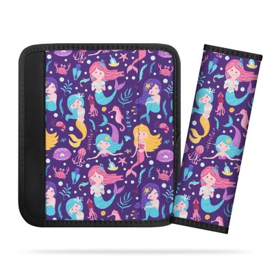 2Pack Seat Belt Cover for Kids, Cute Mermaid Pattern Car Seat Belt Pads Cover for Girls and Boys, Kid's Seat Belt Cushion, Shoulder Strap Pad (Mermaid)