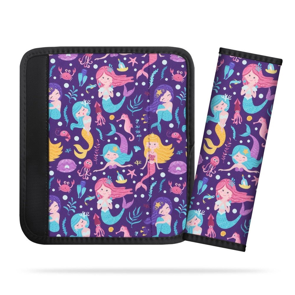 2Pack Seat Belt Cover for Kids, Cute Mermaid Pattern Car Seat Belt Pads Cover for Girls and Boys, Kid's Seat Belt Cushion, Shoulder Strap Pad (Mermaid)