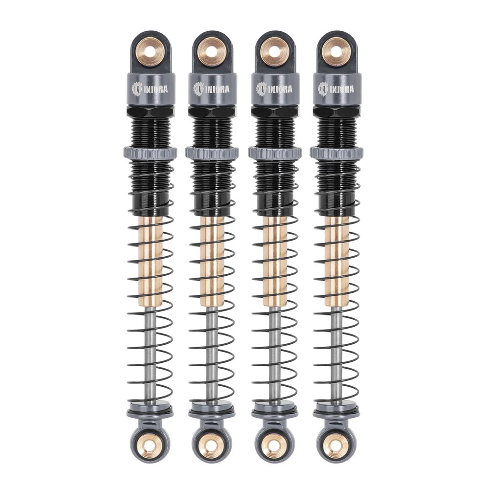 INJORA 51mm Shocks-Long Travel Threaded Double Barrel Damper for Axial AX24 SCX24 Upgrade 1/24 RC CrawlerGrey