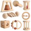 Wooden Baby Toy 8pcs, Montessori Toys for Babies 1-3 Years Old, Wooden Rattles Toy Set for Infant Grasping, Sensory Development, Gift for Baby Boys Girls (Natural Wood) view 1