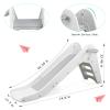Arlopu Toddler Slide, Baby Indoor Foldable Slide with Basketball Hoop & Ball, 63" Extra Long Slope, Non-Slip Steps, Sturdy Plastic Outdoor Climber Playset for Boys and Girls (Grey White) view 2