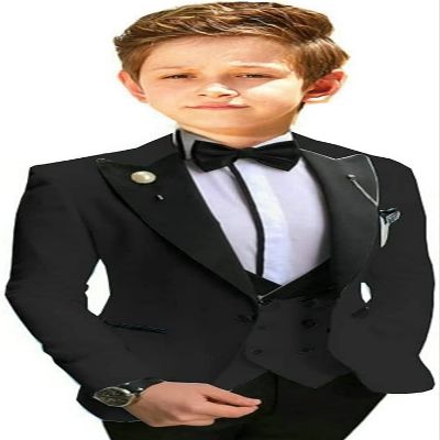 Kids Wedding Suits for Boys Birthday Photography Dress Child Peaked Lapel School Performance Party Clothing (Color : Black, Size : 10)