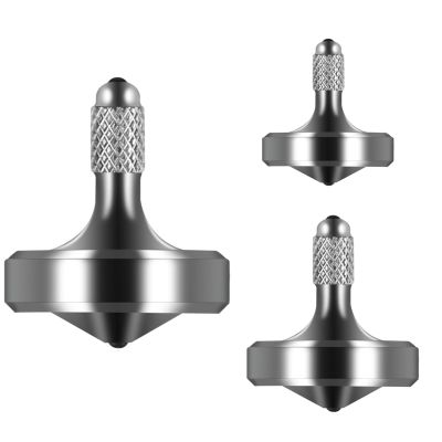 CHEETOP Exquisite Metal Spinning Top, Nicely Machined Stainless Steel Fidget Toy, Perfect Balance Spin Time for Over 9 Mins, Waste Time Efficiently, Easy to Work (Silver, 3PCS Large+Medium+Small)